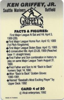 1992 Alrak Enterprises Griffey's Golden Moments (Unlicensed) #4 Ken Griffey Jr. Back