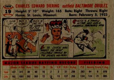 1956 Topps #19 Chuck Diering Back