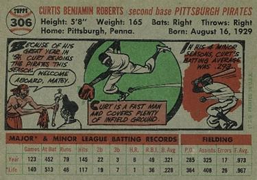 1956 Topps #306 Curt Roberts Back