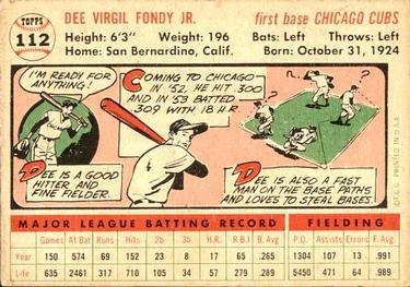 1956 Topps #112 Dee Fondy Back