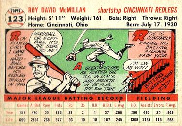 1956 Topps #123 Roy McMillan Back