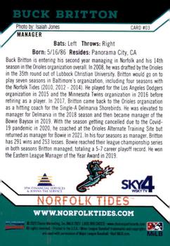 2023 Choice Norfolk Tides #03 Buck Britton Back