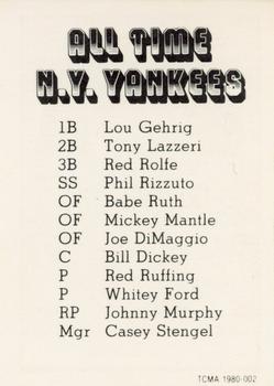 1980 TCMA All Time New York Yankees Set D #002 Tony Lazzeri Back