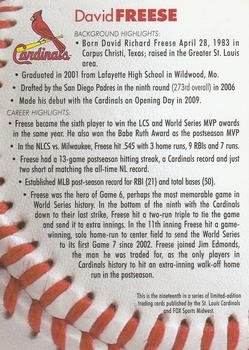 1998-23 St. Louis Cardinals Fox Sports Net #19 David Freese Back