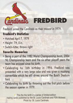 1998-23 St. Louis Cardinals Fox Sports Net #10 Fredbird Back