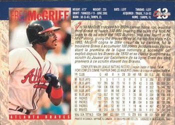 1994 O-Pee-Chee #13 Fred McGriff Back