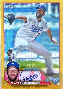 2023 Topps Chrome - Gold Wave Refractor #77 Clayton Kershaw Front