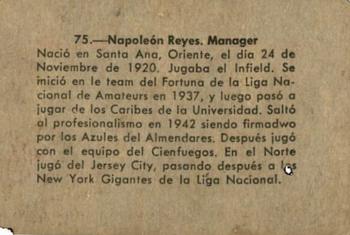 1956-57 Chicle Peloteros Cuban League #75 Napoleón Reyes Back