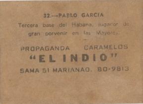 1948-49 Caramelos El Indio #32 Pablo Garcia Back