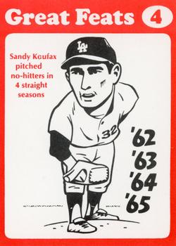 1972 Laughlin Great Feats of Baseball (Red) #4 Sandy Koufax Front