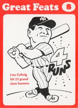 1972 Laughlin Great Feats of Baseball (Red) #8 Lou Gehrig Front