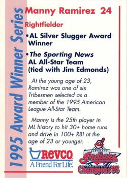 1996 Revco Cleveland Indians 1995 Award Winner Series #NNO Manny Ramirez Back