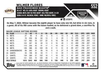 2023 Topps - Gold Star #552 Wilmer Flores Back