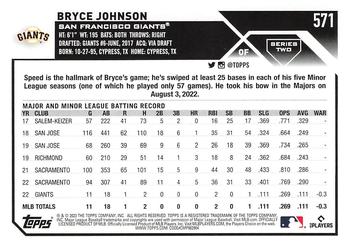 2023 Topps - 582 Montgomery Club Foil Stamped #571 Bryce Johnson Back