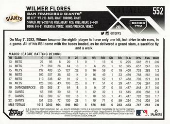 2023 Topps - Foilboard Hobby #552 Wilmer Flores Back