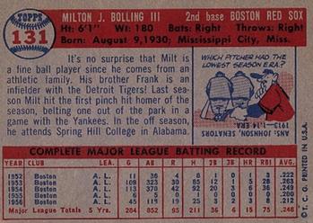 1957 Topps #131 Milt Bolling Back