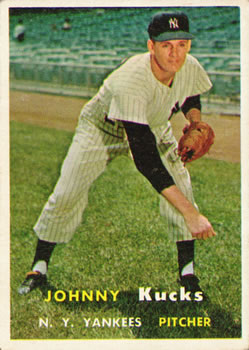 1957 Topps #185 Johnny Kucks Front