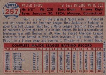 1957 Topps #257 Walt Dropo Back