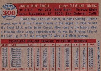 1957 Topps #300 Mike Garcia Back