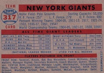 1957 Topps #317 New York Giants Back