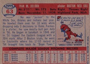 1957 Topps #63 Ike Delock Back