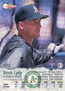 1994 Pacific #455 Scott Lydy Back