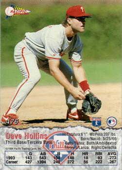 1994 Pacific #476 Dave Hollins Back