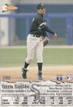 1994 Pacific #125 Ozzie Guillen Back
