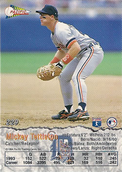 1994 Pacific #229 Mickey Tettleton Back
