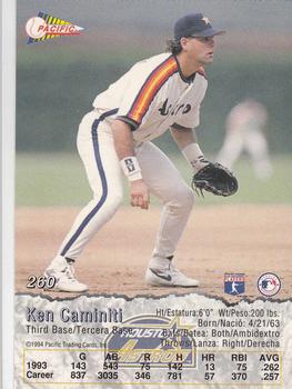 1994 Pacific #260 Ken Caminiti Back