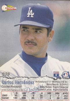 1994 Pacific #310 Carlos Hernandez Back