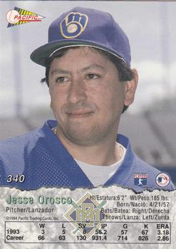 1994 Pacific #340 Jesse Orosco Back