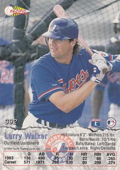 1994 Pacific #392 Larry Walker Back