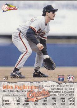 1994 Pacific #41 Mike Pagliarulo Back