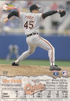 1994 Pacific #42 Jim Poole Back