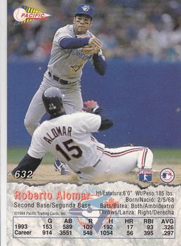 1994 Pacific #632 Roberto Alomar Back