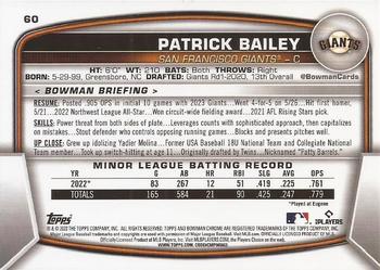 2023 Bowman Chrome #60 Patrick Bailey Back