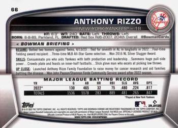 2023 Bowman Chrome #66 Anthony Rizzo Back