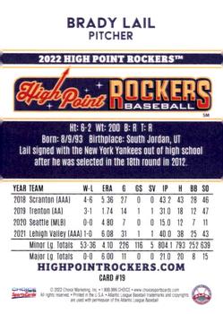 2022 Choice High Point Rockers #19 Brady Lail Back