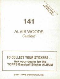 1981 Topps Stickers #141 Alvis Woods Back