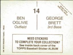 1981 Topps Stickers #14 George Brett / Ben Oglivie Back