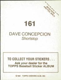 1981 Topps Stickers #161 Dave Concepcion Back