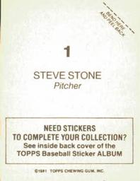 1981 Topps Stickers #1 Steve Stone Back