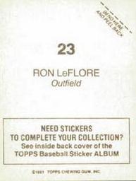 1981 Topps Stickers #23 Ron LeFlore Back
