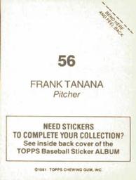 1981 Topps Stickers #56 Frank Tanana Back
