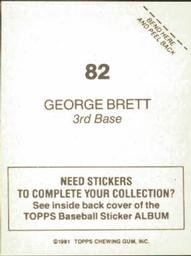 1981 Topps Stickers #82 George Brett Back