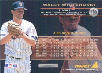 1994 Pinnacle #109 Wally Whitehurst Back
