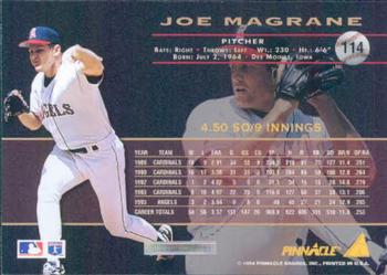 1994 Pinnacle #114 Joe Magrane Back