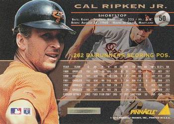 1994 Pinnacle #50 Cal Ripken Jr. Back