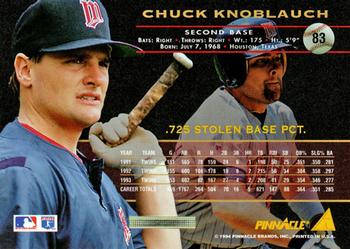 1994 Pinnacle #83 Chuck Knoblauch Back